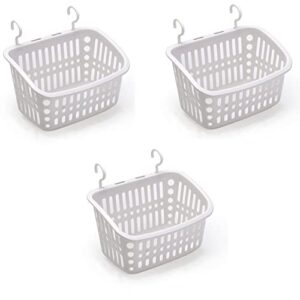 doitxue 3pcs plastic hanging baskets for shower, hanging basket organizer with hooks, rectangle 8.5inches small hanging storage basket (grey)