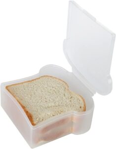 pack of 3 clear food storage sandwich containers for lunch prep (toast shape)