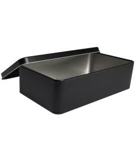 weanos black metal tin box lids - large containers, holder for keeping car keys, cookie, pencil case, 7.5 x 4.2 x 2.2 inch