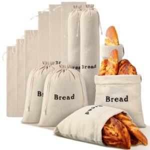 6 pcs linen bread bags reusable bread bags for homemade bread large drawstring artisan bread storage bags loaves pastries bags homemade food storage wedding gift for home bakery, 12 x 15 in, 6 x 26 in