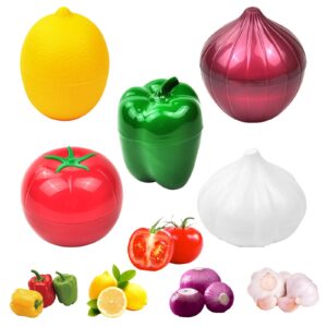 lichma 5pcs plastic vegetable storage box lemon onion tomato green pepper and garlic insurance container fruit food fresh-keeping reusable (5pcs)