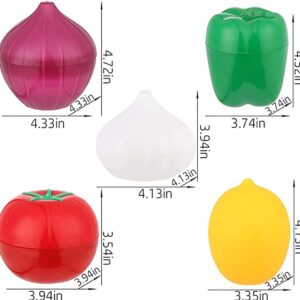 Lichma 5pcs Plastic Vegetable Storage Box Lemon Onion Tomato Green Pepper and Garlic Insurance Container Fruit Food Fresh-Keeping Reusable (5pcs)