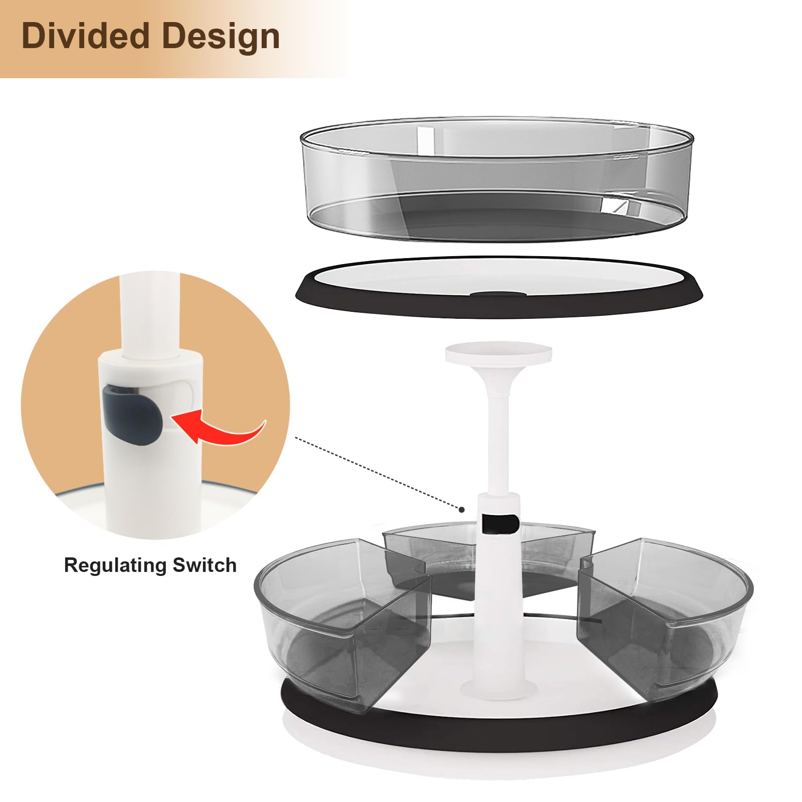 DIHUMK 2 Tier Lazy Susan Turntable Organizer for Medicine Cabinet Bottle Pantry Countertop with Clear Large Spice Rack 11 Inch Grey