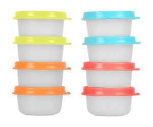 condiment cups container with lids- 8 pk. 1 oz. dressing container to go small food storage containers with lids- sauce cups leak proof reusable plastic bpa free for lunch box picnic travel (assorted)