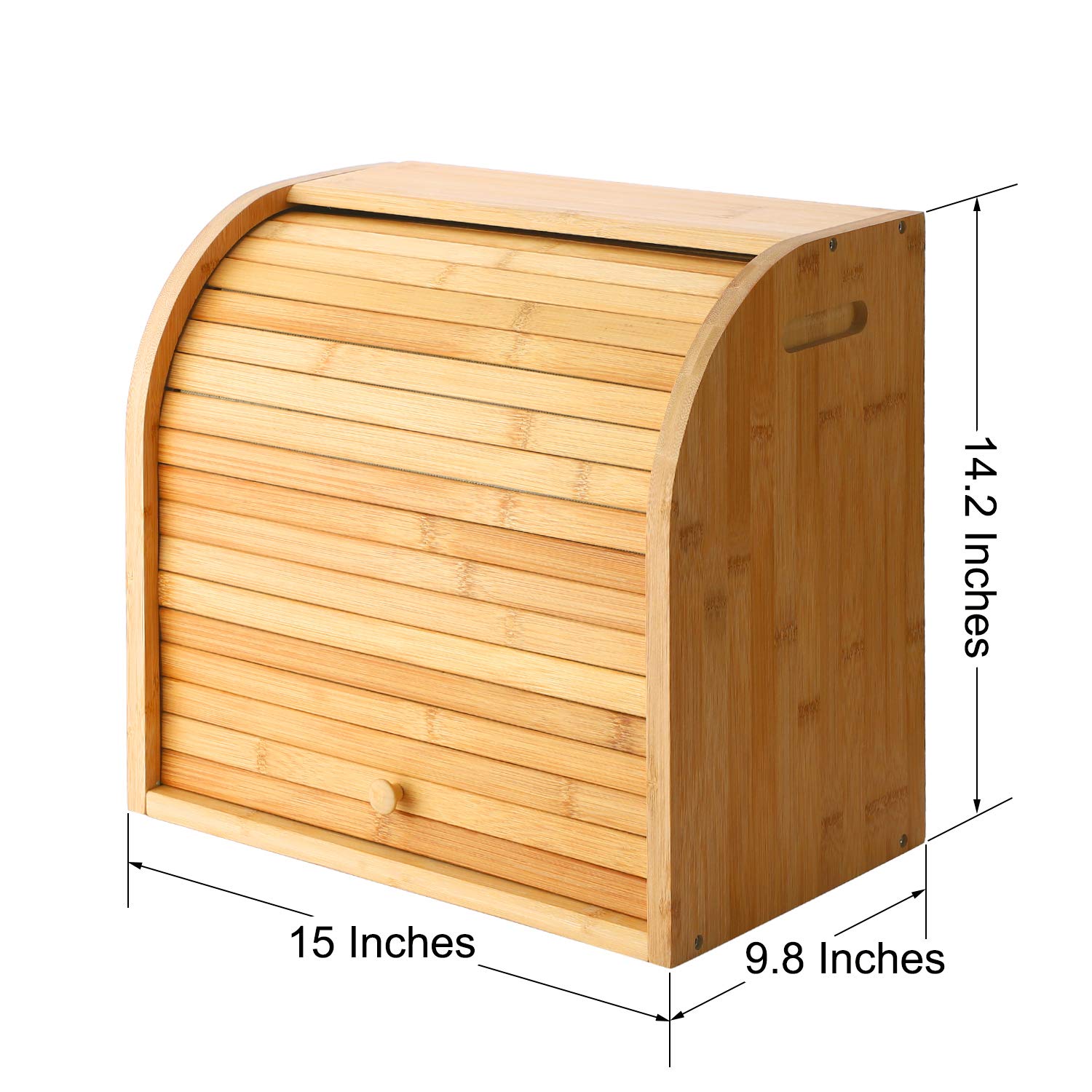 G.a HOMEFAVOR Bread Box, 2 Layer Bamboo Bread Boxes for Kitchen Food Storage, Large Capacity Bread Keeper Roll Top with Removable Layer, 15" x 9.8" x 14.2", 15 mm Thickness (Self-assembly)