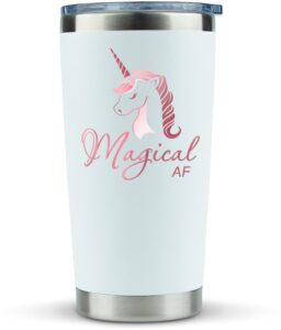 klubi unicorn gifts for women - travel coffee mug/tumbler with lid 20oz - funny gift for unicorn lovers, adults cute mugs