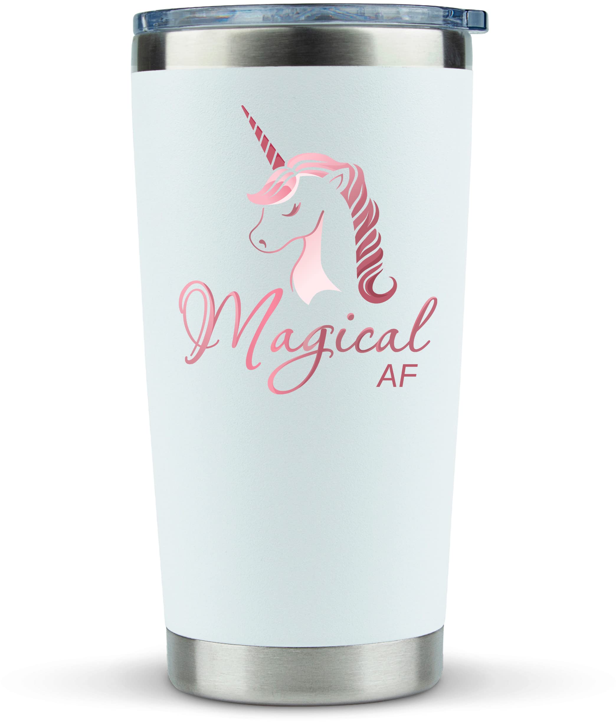 KLUBI Unicorn Gifts for Women - Travel Coffee Mug/Tumbler with Lid 20oz - Funny Gift for Unicorn Lovers, Adults Cute Mugs