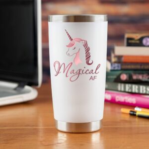 KLUBI Unicorn Gifts for Women - Travel Coffee Mug/Tumbler with Lid 20oz - Funny Gift for Unicorn Lovers, Adults Cute Mugs