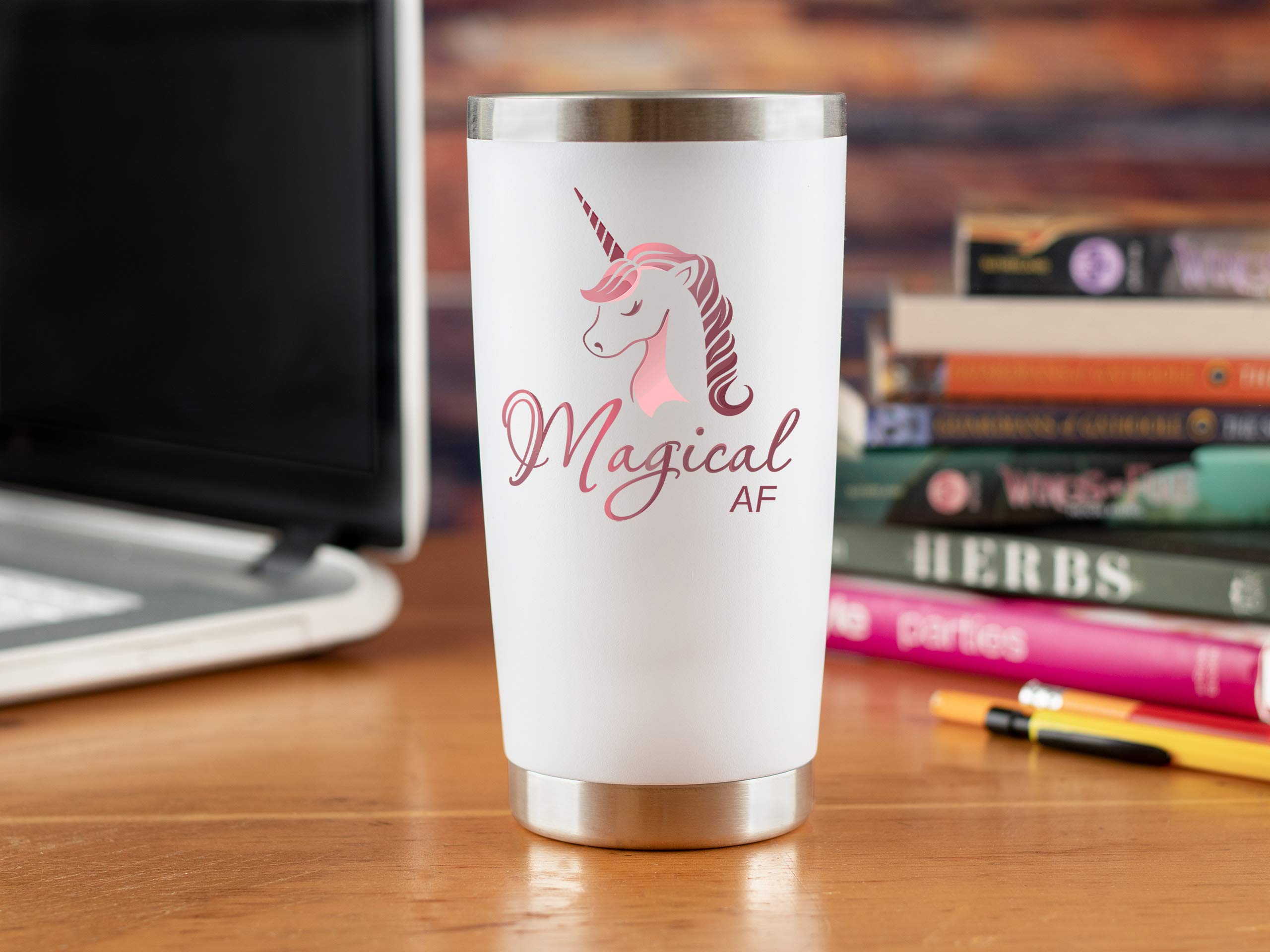 KLUBI Unicorn Gifts for Women - Travel Coffee Mug/Tumbler with Lid 20oz - Funny Gift for Unicorn Lovers, Adults Cute Mugs