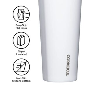 Corkcicle Cold Cup Insulated Tumbler with Lid and Straw, Gloss White, 24 oz – Reusable Water Bottle Keeps Beverages Cold for 12hrs, Hot 5hrs – Cupholder Friendly Tumbler, Lid for Flexible Sipping