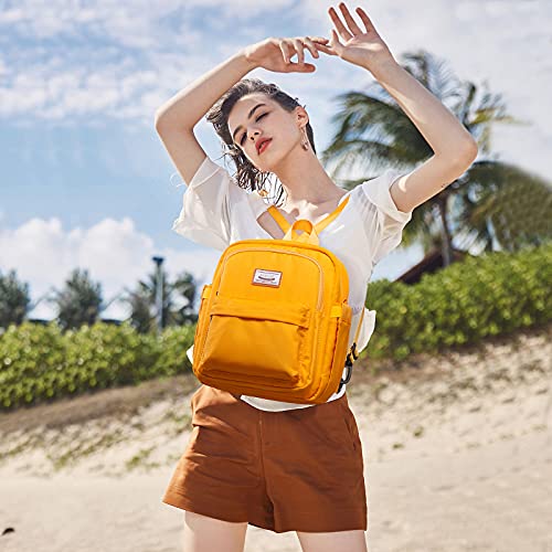 Scorlia Insulated Lunch Bag, Classic Backpack Style Lunch Tote for Women, Large Convertible Lunch Cooler Box with Side pockets for Hiking,Office, Beach, Picnic, Yellow