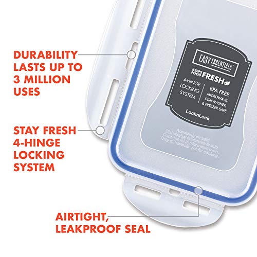 LocknLock Easy Essentials Food Storage lids/Airtight containers, BPA Free, Butter-25 oz, Clear