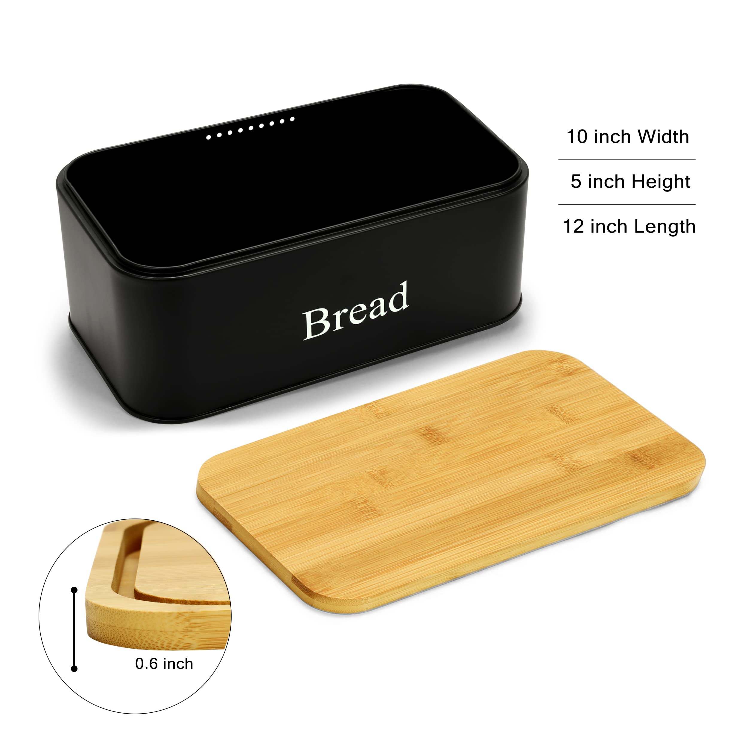 Simpli-Magic 79416 Bread Box Modern Farmhouse Design, Black, Standard