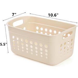 DEAYOU 9 Pack Plastic Storage Basket, Small Pantry Organizer Basket Bins, Rectangular Storage Tray Basket Container with Handle for Shelf, Household, Desktop (Beige, White, Gray)