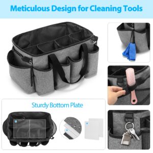 HODRANT Extra-Large Cleaning Caddy, Cleaning Supplies Organizer with Handles for Cleaning Products Storage, Large Capacity Cleaning Tote Bag for Cleaning Tools for Car, Home & Housekeeping Work, Gray