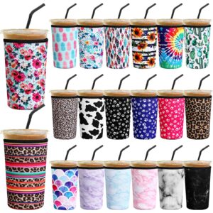 20 Pcs Reusable Iced Coffee Sleeve Neoprene Insulator Cup Sleeve for Cold Beverages Cups Neoprene Holder for Cold and Hot Drinks Fits Coffee Cups (30-32oz, Large)