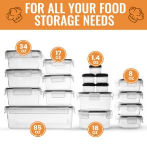 FILTA 18 Pack Food Storage Containers with Airtight Lids: Leak-Proof Plastic Containers for Kitchen Organization, Meal Prep, Lunch Containers Organization(BPA-Free)