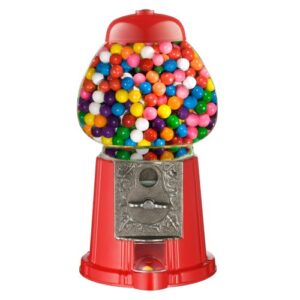 mini gumball machine - premium vintage candy dispenser with glass globe, metal base, and free spin coin mechanism by great northern popcorn (red)