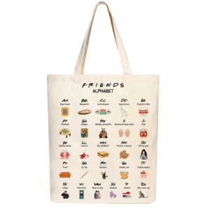 pugez friends alphabet tote bag friends tv show merchandise friends fans gifts kitchen bag