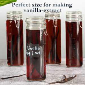 Folinstall 6 Pack 20 oz Tall Glass Jars with Airtight Lids for Vanilla Extract, Leak proof Glass Drinking Bottles(600ml) with Silicone Seal for Water, Juice, Milk, Ice tea