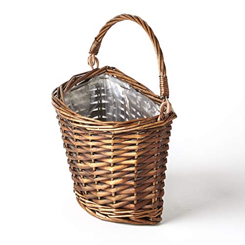 The Lakeside Collection Hanging Wicker Wall Basket with Plastic Liner for Indoor Display