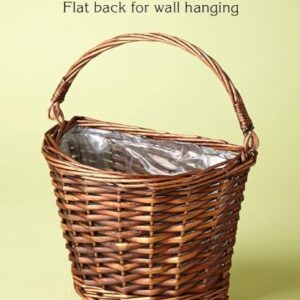 The Lakeside Collection Hanging Wicker Wall Basket with Plastic Liner for Indoor Display