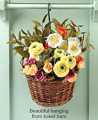 The Lakeside Collection Hanging Wicker Wall Basket with Plastic Liner for Indoor Display