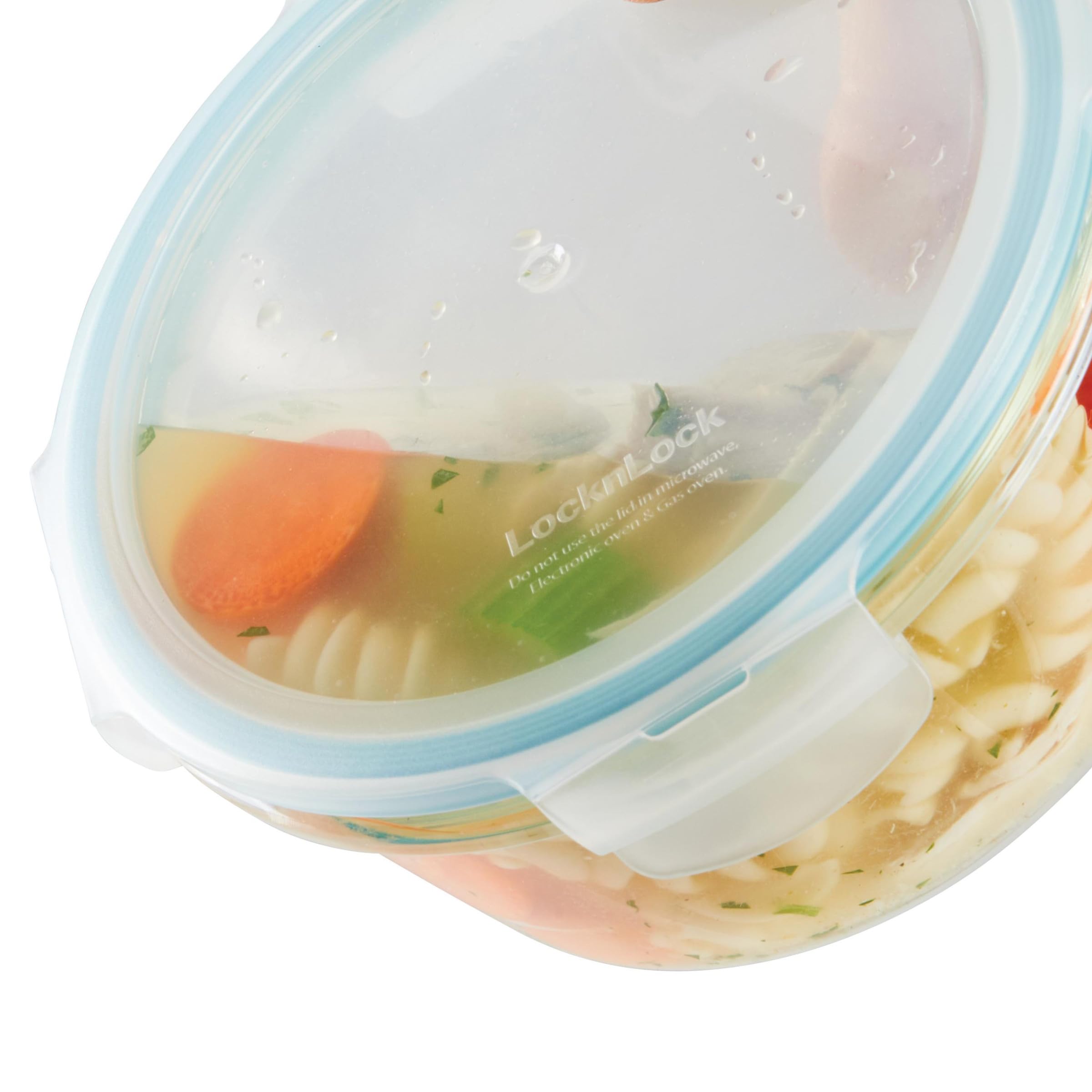 LOCK & LOCK Purely Better Glass Food Storage Container with Steam Vent Lid, Round-22 oz, Clear