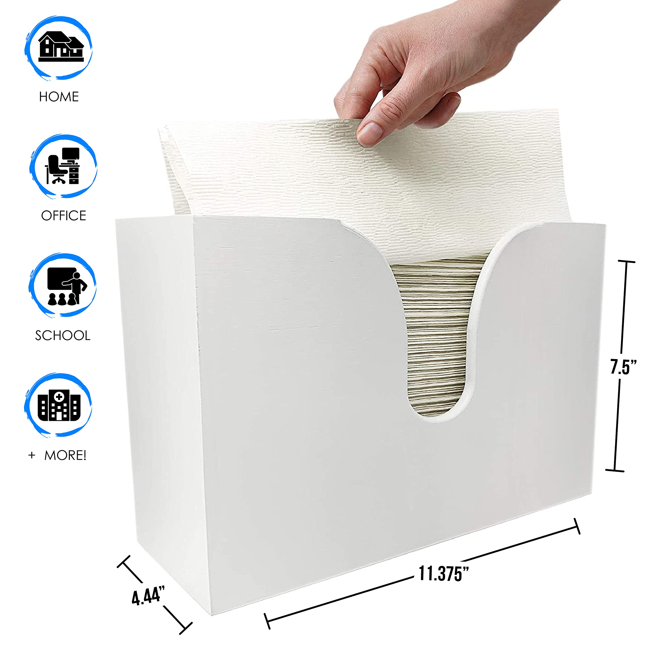 Bamboo Paper Towel Dispenser, Paper Towel Holder Wall Mount & Countertop for Kitchen and Restroom Decor - Holds Multifold Paper Towel, C Fold, Trifold Hand Tissue Napkins.