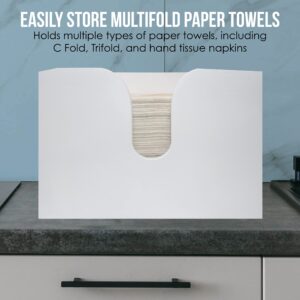 Bamboo Paper Towel Dispenser, Paper Towel Holder Wall Mount & Countertop for Kitchen and Restroom Decor - Holds Multifold Paper Towel, C Fold, Trifold Hand Tissue Napkins.