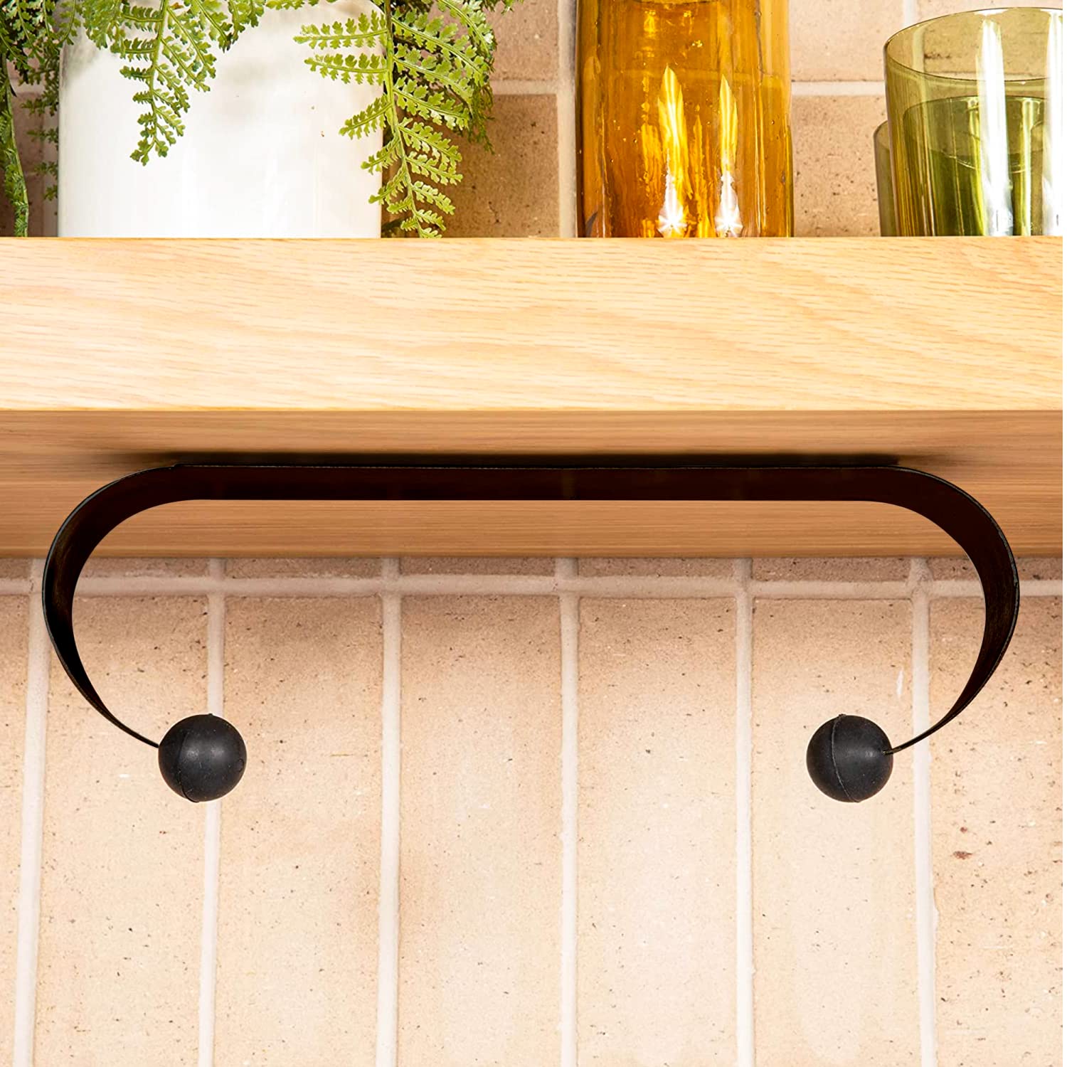 Wood Grip | Contemporary Paper Towel Holder Under Cabinet | Paper Towel Holder Countertop (Matte Black)