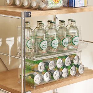 Stackable Soda Can Organizer for Refrigerator (9 Cans), Drink Organizer for Fridge, Pantry, Countertop, Cabinet with Lid, Clear Plastic Canned Food Pantry Storage Rack, 2 Pack