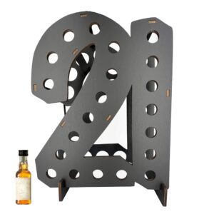 lumber reveal usa mini liquor bottle display shelf | 21st birthday decorations for him or her | 21st birthday gifts for her or him | available in three colors | 21 assembled black