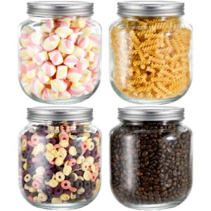coloch 4 pack half gallon glass jar with metal lid, 64 oz clear food storage jar wide mouth glass pantry container for candy, cookie, flour, kombucha tea, fermenting