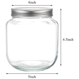 Coloch 4 Pack Half Gallon Glass Jar with Metal Lid, 64 Oz Clear Food Storage Jar Wide Mouth Glass Pantry Container for Candy, Cookie, Flour, Kombucha Tea, Fermenting