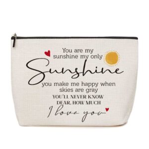 howdoudo you are my sunshine, daughter gift from mom, gifts for girlfriend, gifts for wife, i love you gifts for her him bride gifts, birthday gifts christmas thanksgiving valentine's day makeup bag