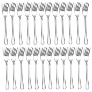 24 pieces salad forks silverware set, stainless steel flatware with, 6.8 inch metal cutlery for home kitchen and restaurant, dishwasher safe