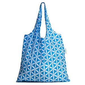 HOLYLUCK set of 3 Reusable Grocery Bags,Heavy Duty Foldable Shopping Bag-sky blue