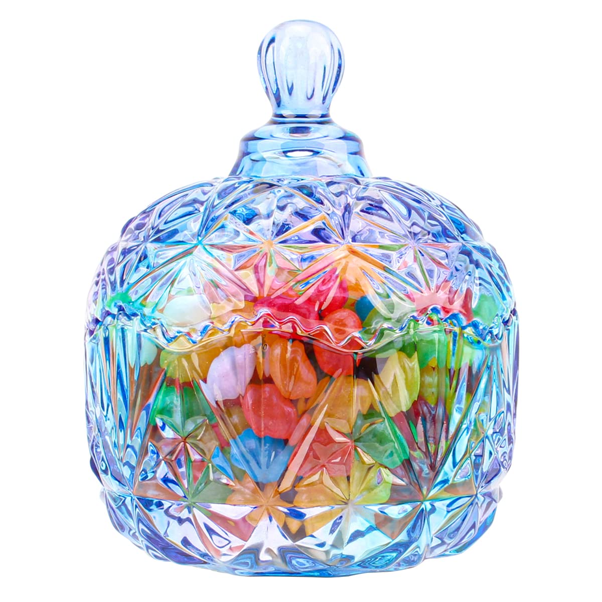 Danmu 1Pc Colorful Glass Storage Jar, Candy Jar with Lid, Cookie Jar, Jewelry Box Buffet Jar Biscuit Containers Color B(260ml / 9oz)