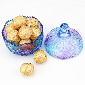 Danmu 1Pc Colorful Glass Storage Jar, Candy Jar with Lid, Cookie Jar, Jewelry Box Buffet Jar Biscuit Containers Color B(260ml / 9oz)