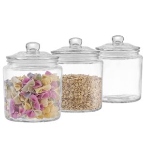 millennium crystals glass kitchen canister storage jar, set of 3 (32 oz)