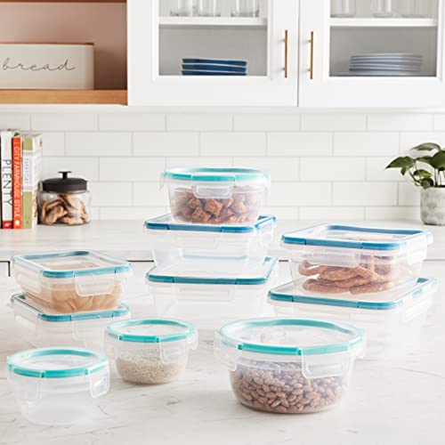 Snapware Total Solution 20-Pc Plastic Food Storage Containers Set, 8.5-Cup, 5.5-Cup, 4-Cup, 3-Cup, and 1.2-Cup Meal Prep Containers, BPA-Free Lids with Locking Tabs