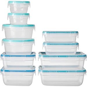 Snapware Total Solution 20-Pc Plastic Food Storage Containers Set, 8.5-Cup, 5.5-Cup, 4-Cup, 3-Cup, and 1.2-Cup Meal Prep Containers, BPA-Free Lids with Locking Tabs