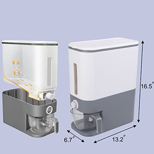 Sooyee 22 Lbs Rice Dispenser with Measuring Cup,Large Rice Container, Food Storage Containers for Rice, Corn,Soybean & Oatmeal,Airtight, Moisture Proof