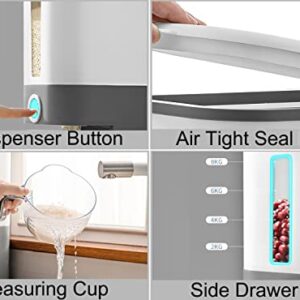 Sooyee 22 Lbs Rice Dispenser with Measuring Cup,Large Rice Container, Food Storage Containers for Rice, Corn,Soybean & Oatmeal,Airtight, Moisture Proof