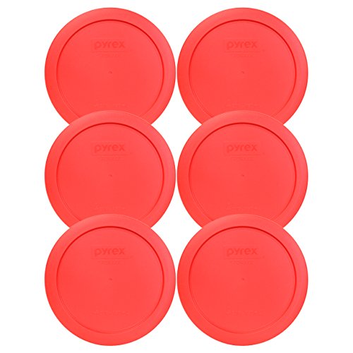 Pyrex 7201-PC 4 Cup Red Round Plastic Storage Lid, Made in USA - 6 Pack