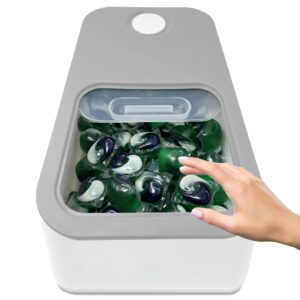 skywin laundry pod slide lid container - laundry room storage for detergent pods, great for dishwasher pods
