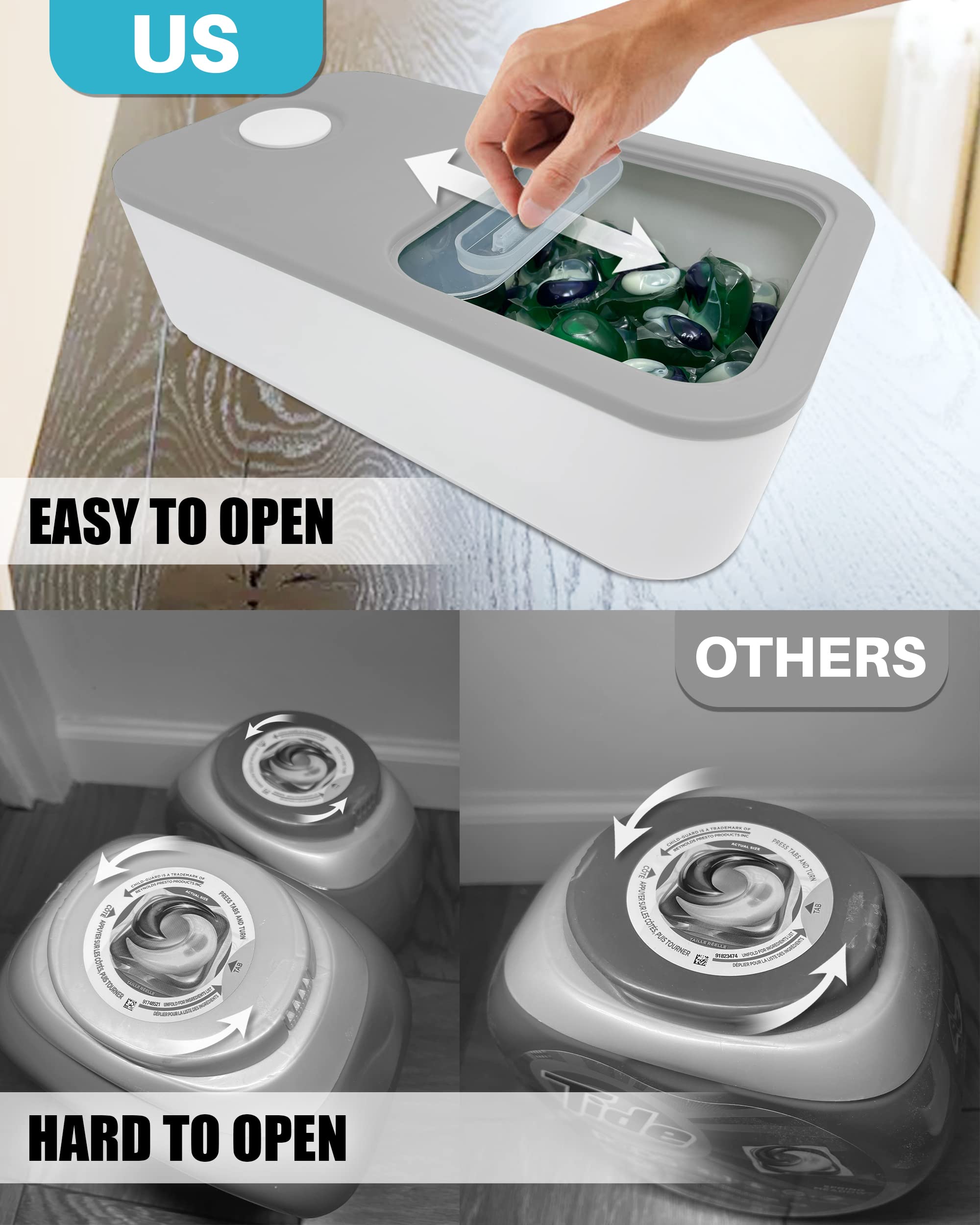 Skywin Laundry Pod Slide Lid Container - Laundry Room Storage for Detergent Pods, Great for Dishwasher Pods