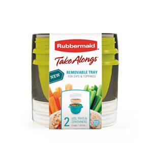 rubbermaid takealongs snacking food storage containers, 2 cups size - 2 lids, trays, and containers 7s87