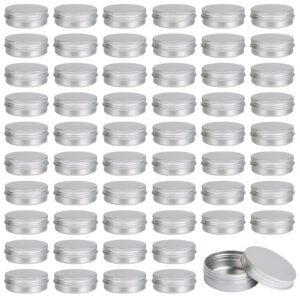moretoes 60 pack 2 oz metal round tins aluminum tin cans containers with screw lid for lotion bars, balms, salve, spices or beard balm